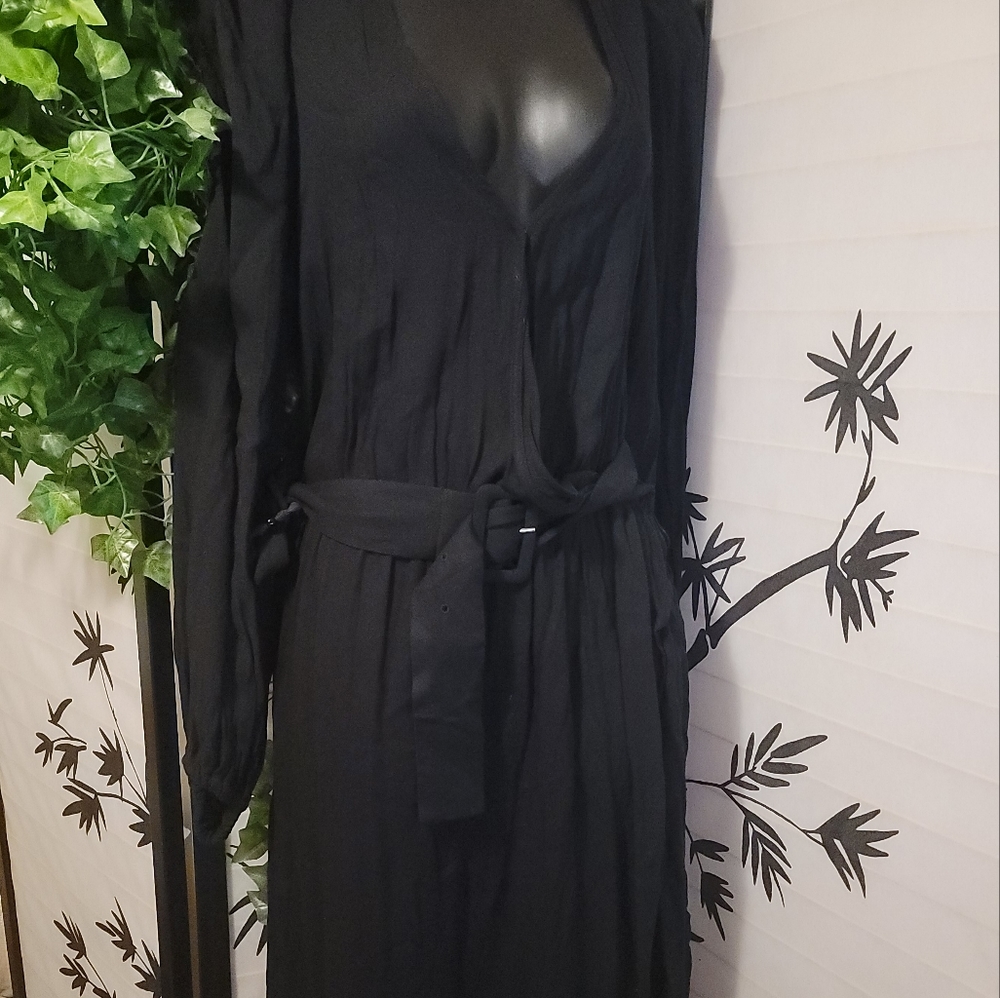 Black Midi Wrap Dress